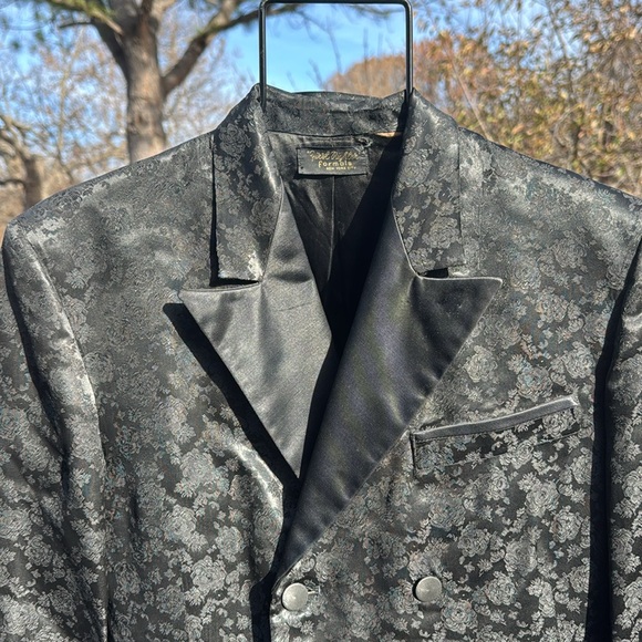 Vintage Double Breasted Brocade Tuxedo Smoking jacket 38l First Nighter 1960s - Picture 1 of 13